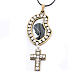 Croix pendentif, image Vierge, paillettes s1