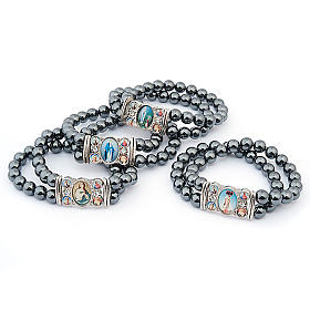 Pulseiras com Imagens Metal : Pulseira imagens religiosas hematita Pulseiras com Imagens Metal : Pulseira imagens religiosas hematita