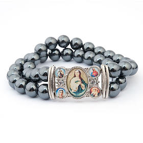 Pulseiras com Imagens Metal : Pulseira imagens religiosas hematita Pulseiras com Imagens Metal : Pulseira imagens religiosas hematita