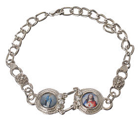 Pulseiras com Imagens Metal : Pulseira prateada Maria e Jesus Pulseiras com Imagens Metal : Pulseira prateada Maria e Jesus