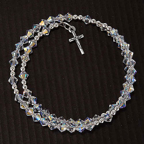 Silver rosary bracelet with strass 6
