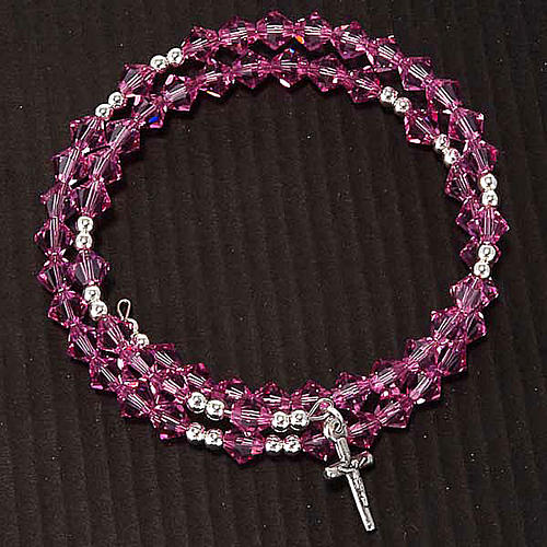 Silver rosary bracelet with strass 7