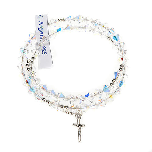 Silver rosary bracelet with strass 12