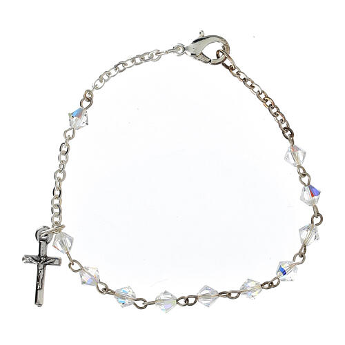 Pulsera rosario strass cadena plata 1