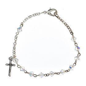 Silver decade rosary bracelet with strass