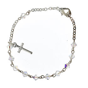 Silver decade rosary bracelet with strass