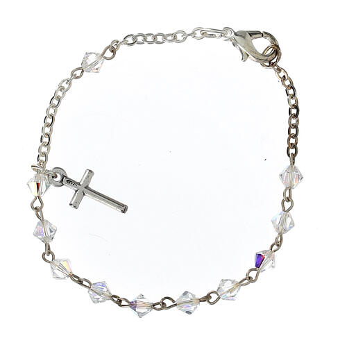 Silver decade rosary bracelet with strass 2