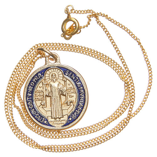 Saint Benedict Cross-Lg Made IN Italy Goldton San Benito Medalla Emaille 