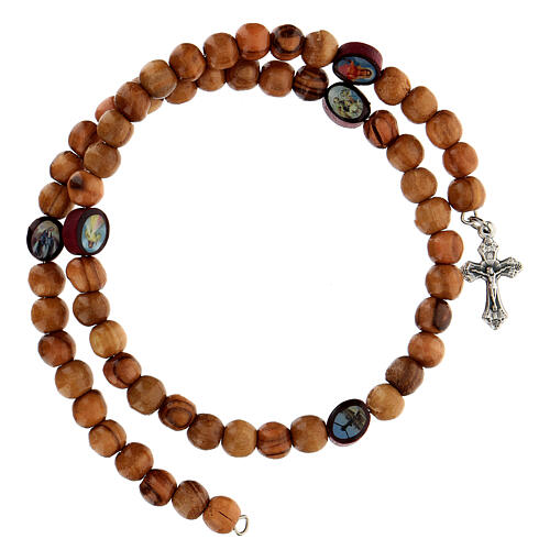 Olive wood multi-image spring bracelet 1