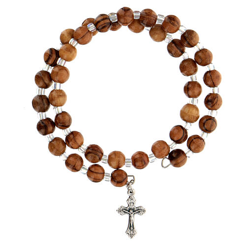 Bracciale rosario a molla in olivo 1