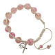 Pulsera rosario decena de perlitas rosadas y cordón s1