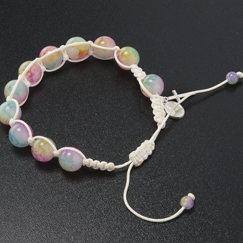 Pulsera rosario decena de perlitas multicolor y cordón 2