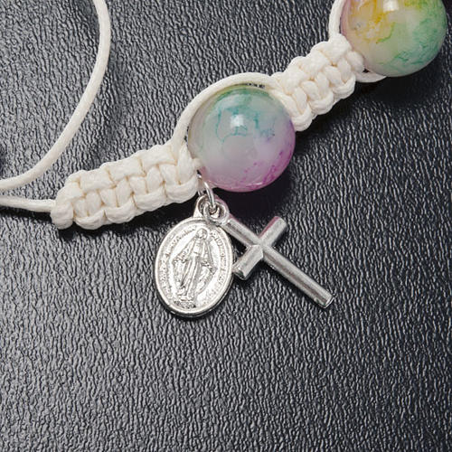 Pulsera rosario decena de perlitas multicolor y cordón 4