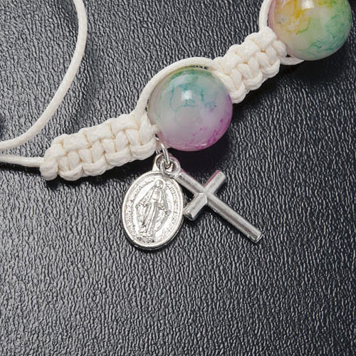 Bracciale decina corda perline vetro multicolor 4