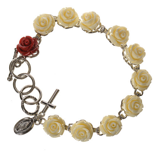 Single decade bracelet with white roses 1