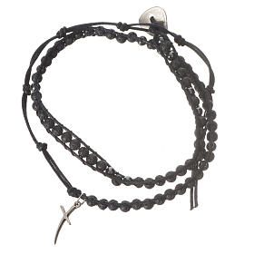 Bracciale Rosario in pietra lavica ed ematite 4 mm