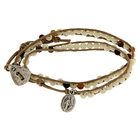 Single decade bracelet in fossil stone 4mm