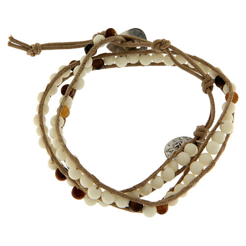 Single decade bracelet in fossil stone 4mm 2