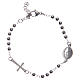 Leather rosary bracelet silver colour 316L stainless steel s1