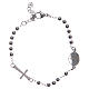 Leather rosary bracelet silver colour 316L stainless steel s2