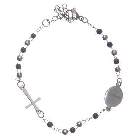 316L stainless steel rosary bracelet, black