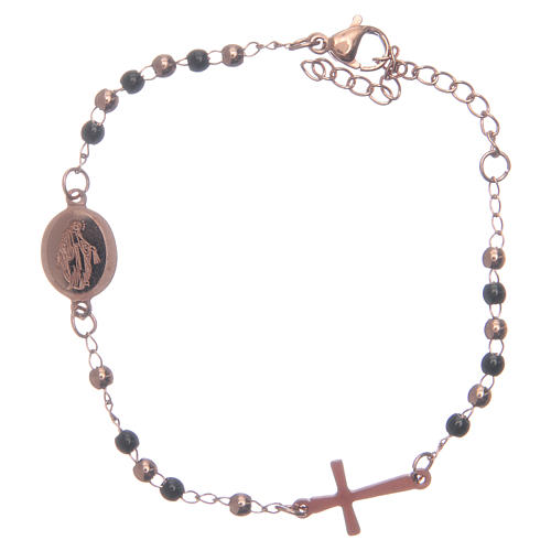 Rosary bracelet rosè black 316L stainless steel 1