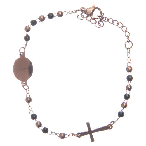 Rosary bracelet rosè black 316L stainless steel 2
