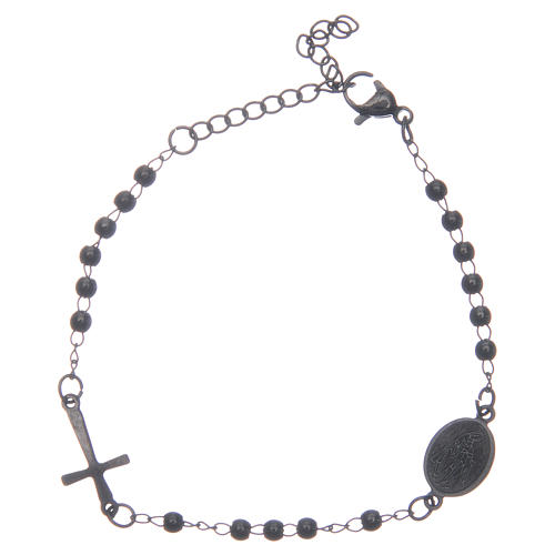 Bracelet chapelet noir acier 316L 1
