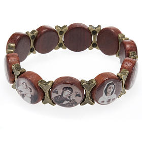 Multi-image bracelet - brown wood and bronzed metal