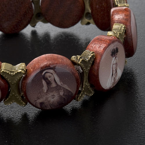 Bracelet élastique images pieuses marron bronze 3
