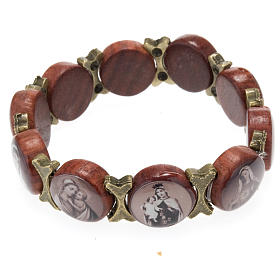 Multi-image bracelet - brown wood and bronzed metal