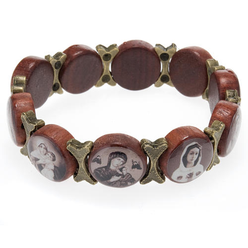 Multi-image bracelet - brown wood and bronzed metal 1