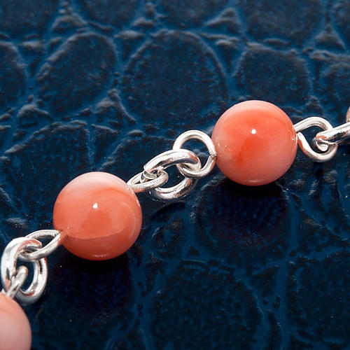 Silver bracelet and coral beads 2