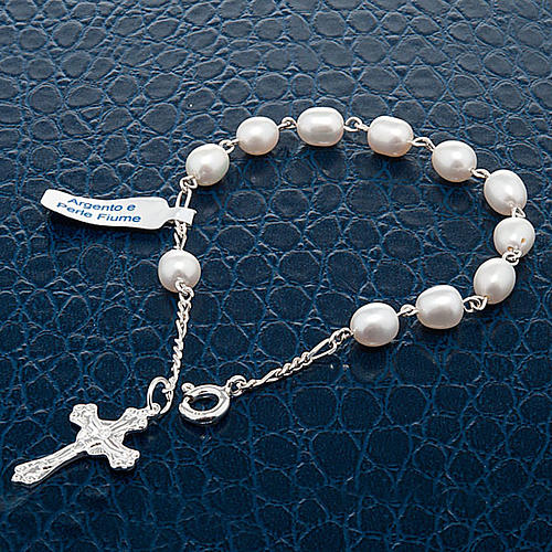 Silver decade bracelet with freshwater pearls 4