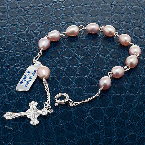 Silver decade bracelet with freshwater pearls 5
