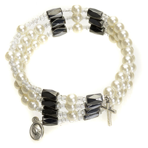 Medjugorje rosary bracelet beige beads 1
