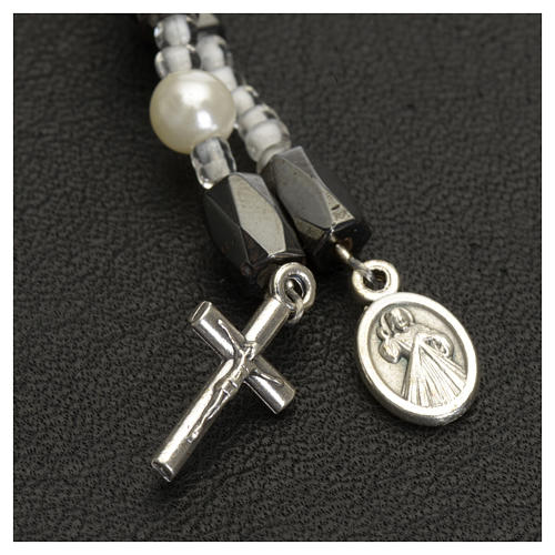 Bracciale rosario Medjugorje perline bianche 4