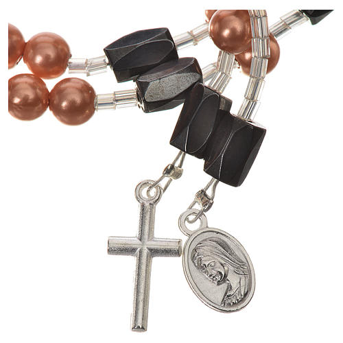 Medjugorje rosary bracelet beige beads 3