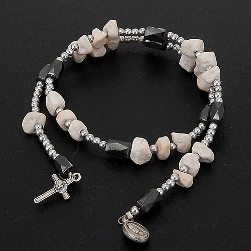 Magnetic rosary bracelet Medjugorje white stone 2