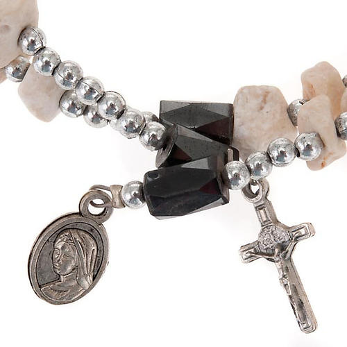 Magnetic rosary bracelet Medjugorje white stone 3
