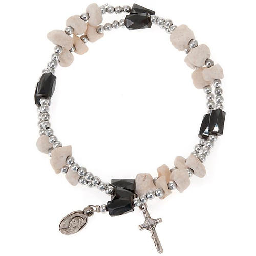 Magnetic rosary bracelet Medjugorje white stone 1