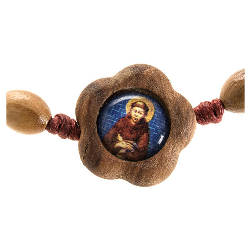 Bracciale immagine San Francesco legno olivo 3