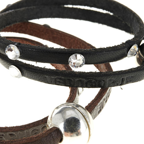 STOCK Religious bracelet in leather with sphere and strass 2