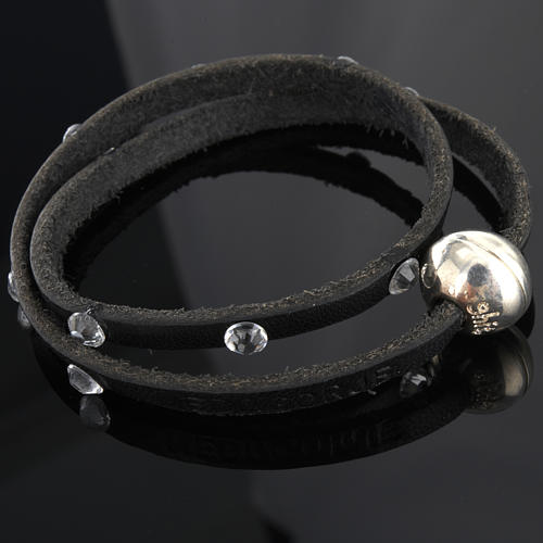 STOCK Religious bracelet in leather with sphere and strass 3