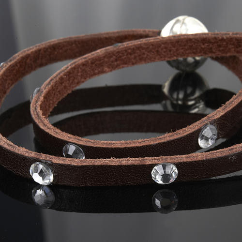 STOCK Religious bracelet in leather with sphere and strass 8