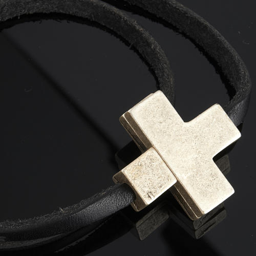 STOCK Religious bracelet in leather with zamak cross lenght 39 cm 3
