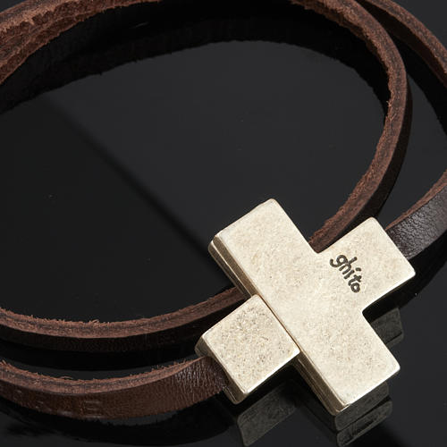 STOCK Religious bracelet in leather with zamak cross lenght 39 cm 5