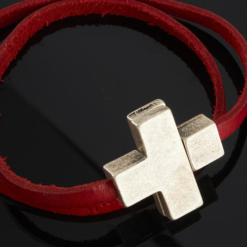 STOCK Religious bracelet in leather with zamak cross lenght 39 cm 4