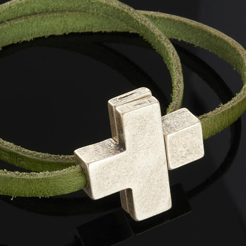 STOCK Religious bracelet in leather with zamak cross lenght 34 cm 3
