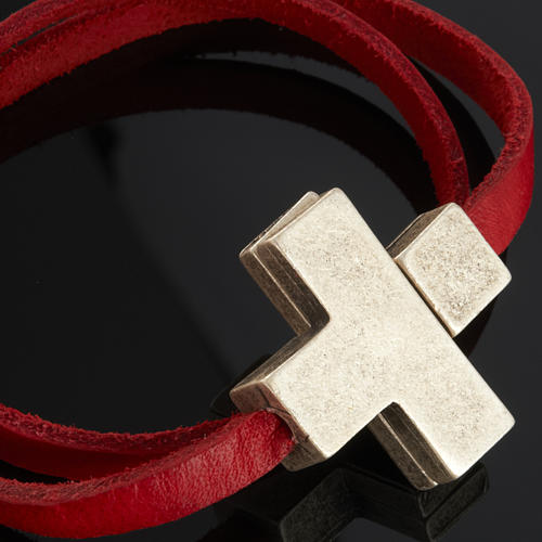 STOCK Religious bracelet in leather with zamak cross lenght 34 cm 5